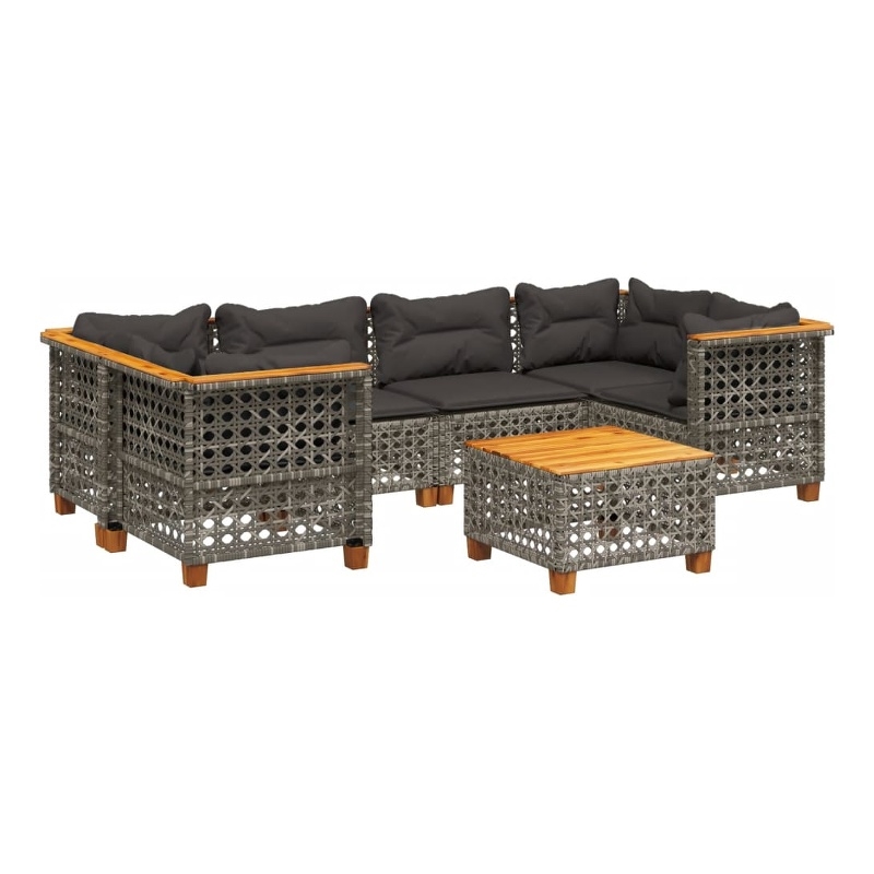 vidaXL 7 Piece Solid Acacia Wood Sofa Set in Gray