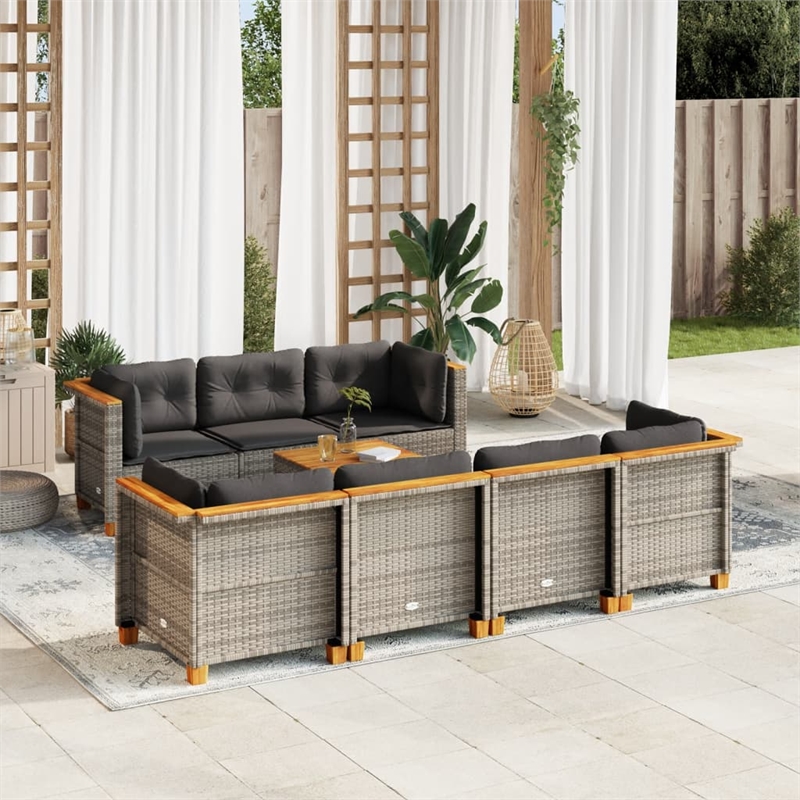 vidaXL 8 Piece Solid Acacia Wood Sofa Set in Gray