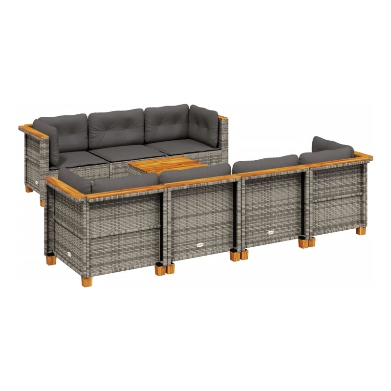 vidaXL 8 Piece Solid Acacia Wood Sofa Set in Gray