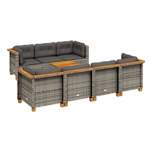 vidaXL 8 Piece Solid Acacia Wood Sofa Set in Gray