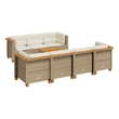 vidaXL 8 Piece Solid Acacia Wood Small Sofa Set in Beige