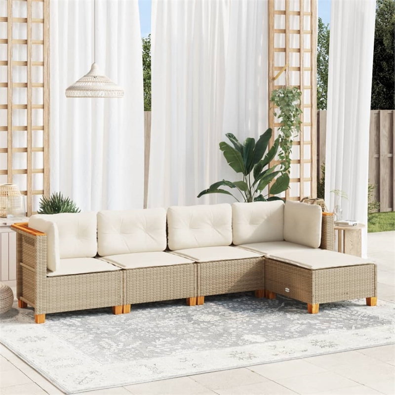 vidaXL 5 Piece Sofa Set in White/Cream/Beige