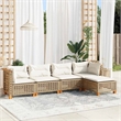 vidaXL 5 Piece Solid Acacia Wood Sofa Set in Beige