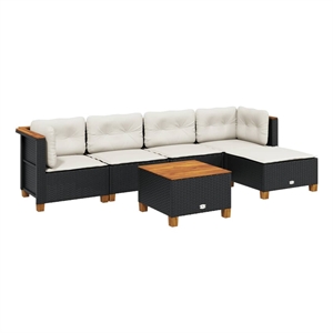 vidaXL 6 Piece Steel Sofa Set in Black/White/Cream