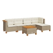 vidaXL 6 Piece Solid Acacia Wood Sofa Set in Beige