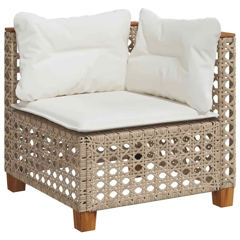 vidaXL 6 Piece Solid Acacia Wood Sofa Set in Beige
