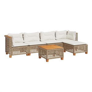 vidaXL 6 Piece Solid Acacia Wood Sofa Set in Beige