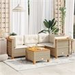 vidaXL 5 Piece Solid Acacia Wood Sofa Set in Beige