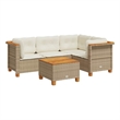 vidaXL 5 Piece Solid Acacia Wood Sofa Set in Beige