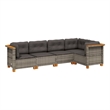vidaXL 5 Piece Solid Acacia Wood Sofa Set in Gray