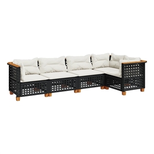 vidaXL 5 Piece Steel Sofa Set in Black/White/Cream