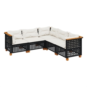 vidaXL 5 Piece Poly Rattan Sofa Set in Black/White/Cream