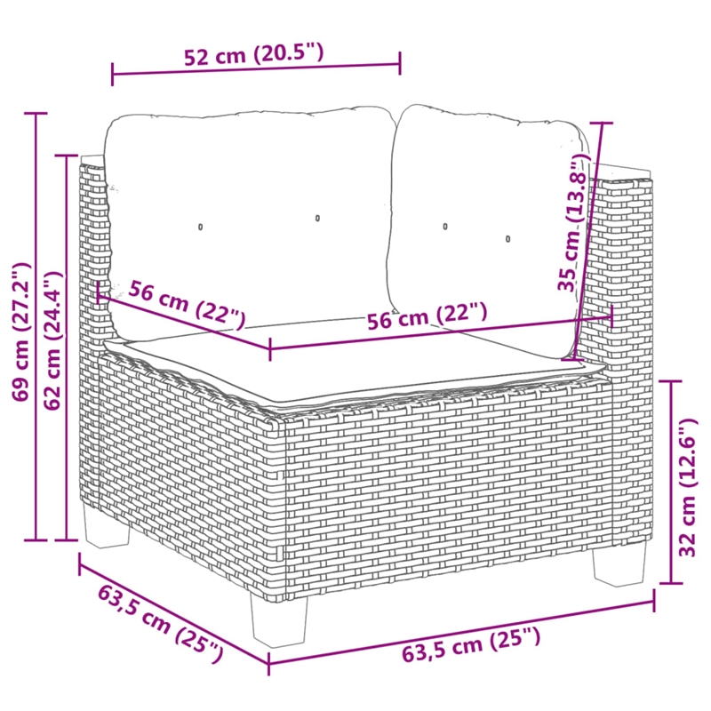 vidaXL Steel Garden Sofa Set in Gray