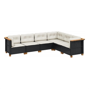 vidaXL 6 Piece Poly Rattan Sofa Set in Black/White/Cream
