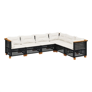 vidaXL 6 Piece Steel Sofa Set in Black/White/Cream