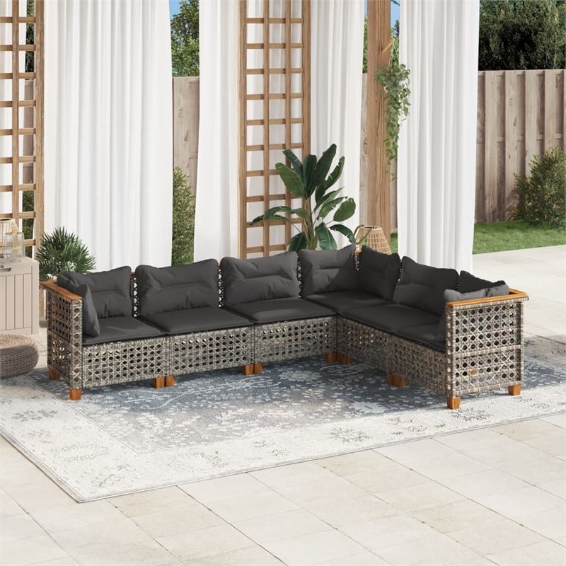 vidaXL Poly Rattan Small Sofa Set in Gray