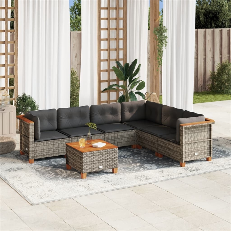vidaXL 7 Piece Solid Acacia Wood Sofa Set in Gray