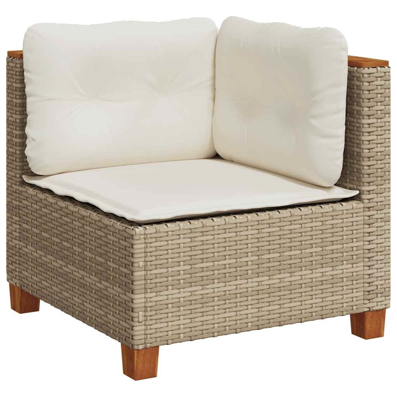 vidaXL Solid Acacia Wood Small Sofa Set in Beige