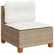 vidaXL Solid Acacia Wood Small Sofa Set in Beige