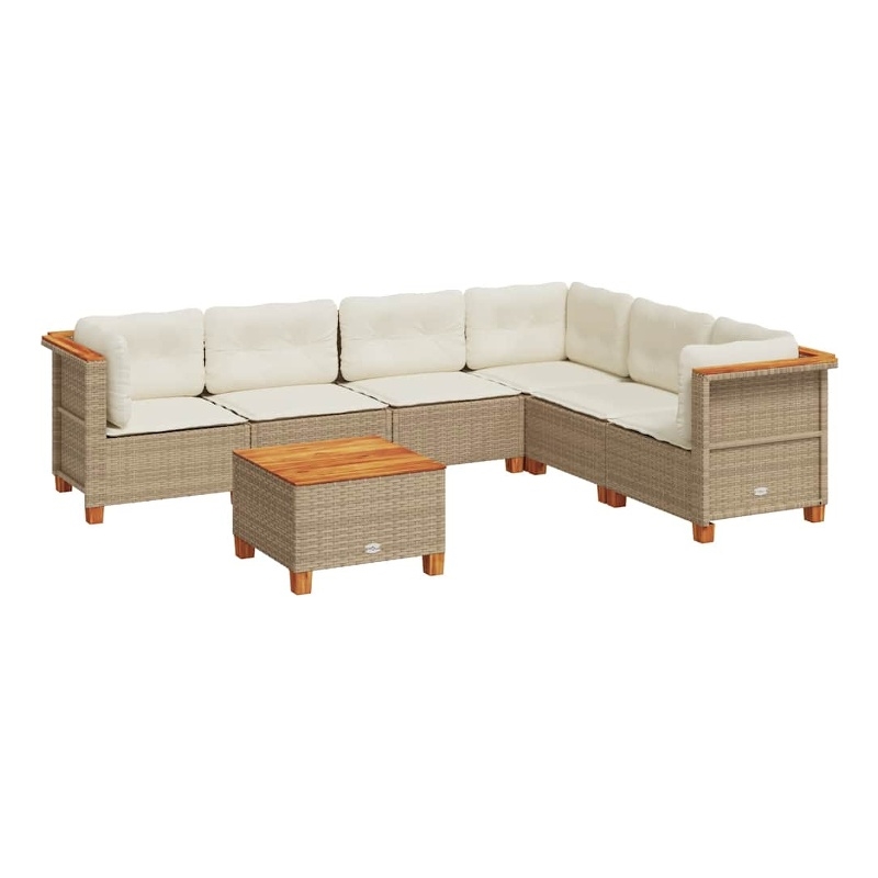 vidaXL Solid Acacia Wood Small Sofa Set in Beige