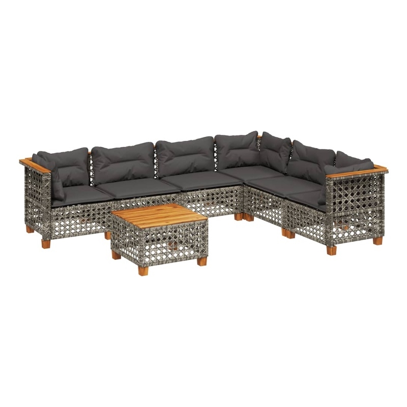 vidaXL 7 Piece Solid Acacia Wood Sofa Set in Gray