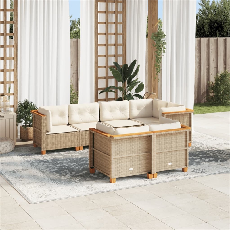 vidaXL 7 Piece Steel Sofa Set in White/Cream/Beige