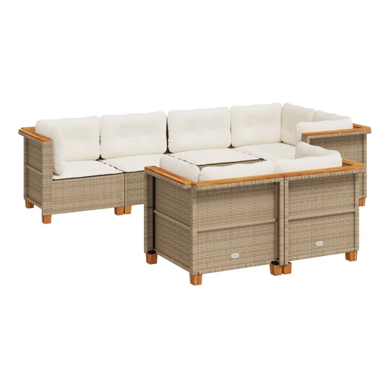 vidaXL 7 Piece Steel Sofa Set in White/Cream/Beige