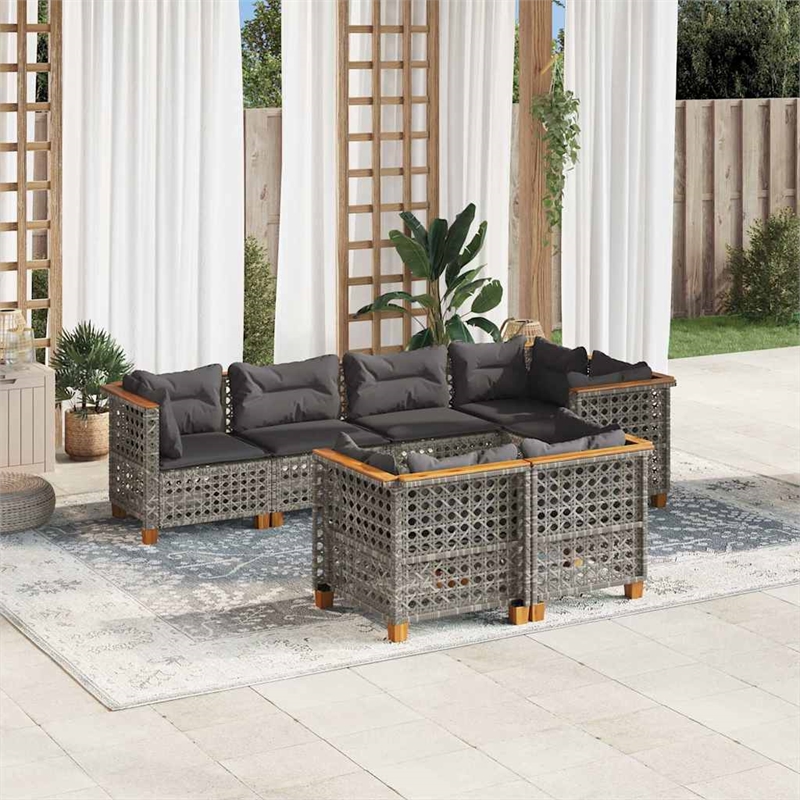 vidaXL 7 Piece Solid Acacia Wood Sofa Set in Gray