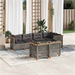 vidaXL 7 Piece Solid Acacia Wood Sofa Set in Gray