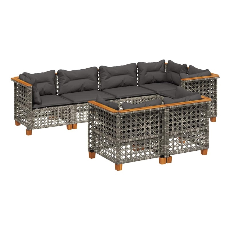 vidaXL 7 Piece Solid Acacia Wood Sofa Set in Gray