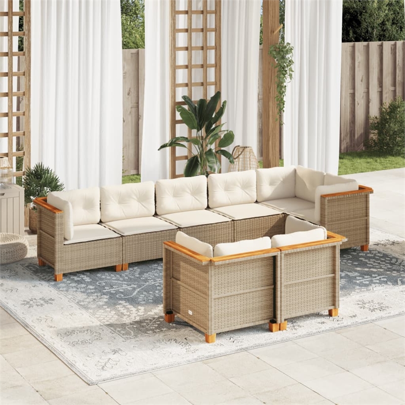 vidaXL 8 Piece Steel Sofa Set in White/Cream/Beige