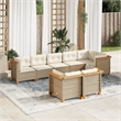 vidaXL 8 Piece Steel Sofa Set in White/Cream/Beige