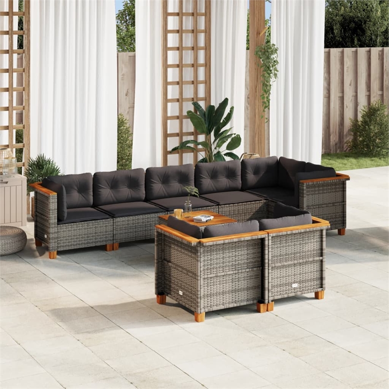 vidaXL 9 Piece Solid Acacia Wood Small Sofa Set in Gray