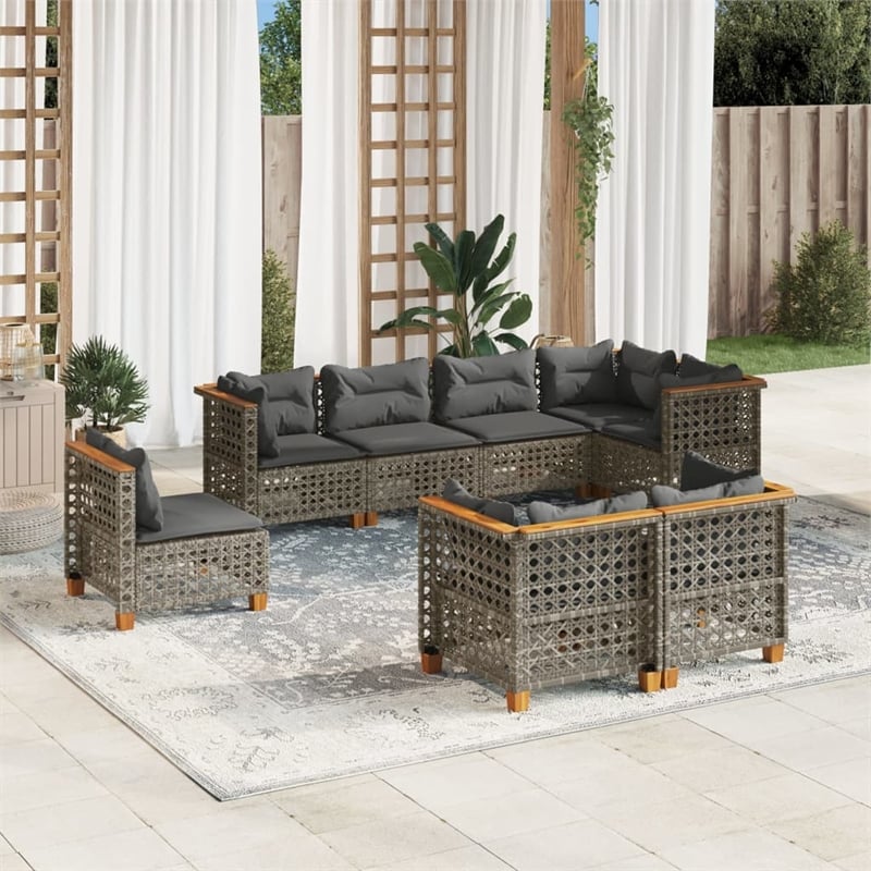 vidaXL 8 Piece Poly Rattan Sofa Set in Gray