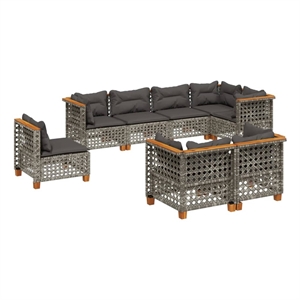 vidaXL 8 Piece Poly Rattan Sofa Set in Gray
