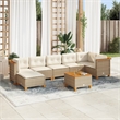 vidaXL 8 Piece Solid Acacia Wood Small Sofa Set in Beige