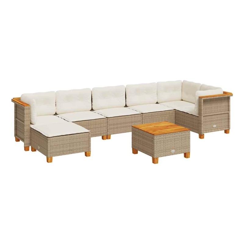vidaXL 8 Piece Solid Acacia Wood Small Sofa Set in Beige