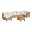 vidaXL 8 Piece Solid Acacia Wood Small Sofa Set in Beige