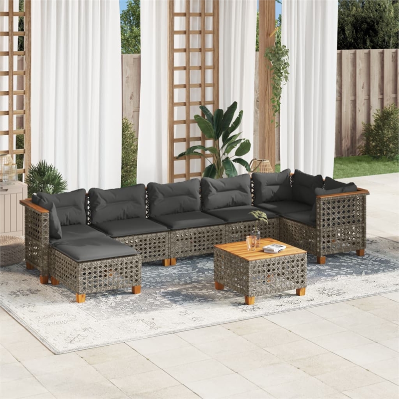 vidaXL 8 Piece Solid Acacia Wood Sofa Set in Gray