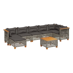 vidaXL 8 Piece Solid Acacia Wood Sofa Set in Gray