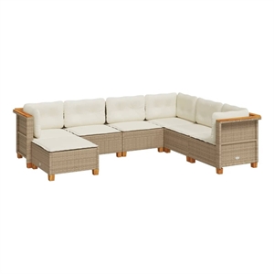 vidaXL 7 Piece Poly Rattan Sofa Set in Beige