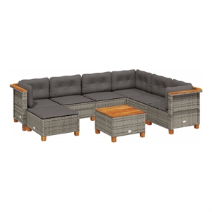 vidaXL 8 Piece Solid Acacia Wood Sofa Set in Gray