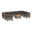 vidaXL 10 Piece Solid Acacia Wood Small Sofa Set in Gray
