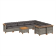 vidaXL 10 Piece Solid Acacia Wood Sofa Set in Gray
