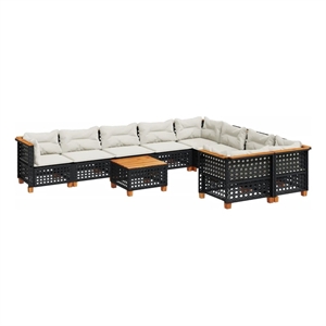 vidaXL 10 Piece Sofa Set in Black/White/Cream