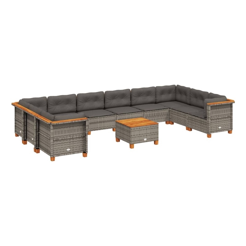vidaXL 11 Piece Solid Acacia Wood Sofa Set in Gray