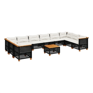 vidaXL 11 Piece Sofa Set in Black/White/Cream