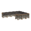 vidaXL 10 Piece Solid Acacia Wood Sofa Set in Gray