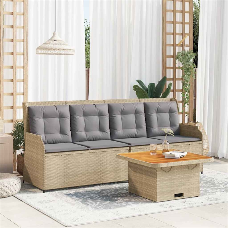 vidaXL 3 Piece Poly Rattan Small Lounge Set in Gray/Brown/Beige