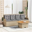 vidaXL 3 Piece Poly Rattan Small Lounge Set in Gray/Brown/Beige